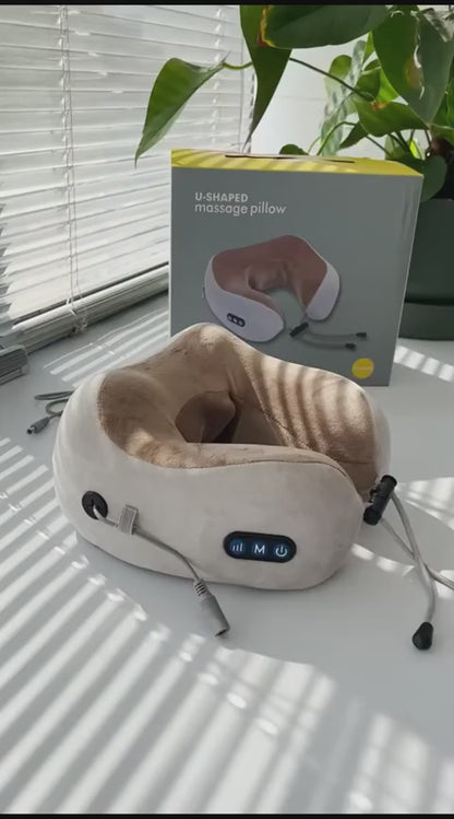 وسادة و جهاز مساج الرقبة والكتفينU-shaped massage pillow شحن USB