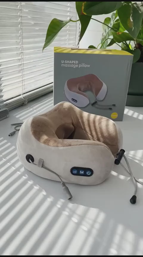 وسادة و جهاز مساج الرقبة والكتفينU-shaped massage pillow شحن USB
